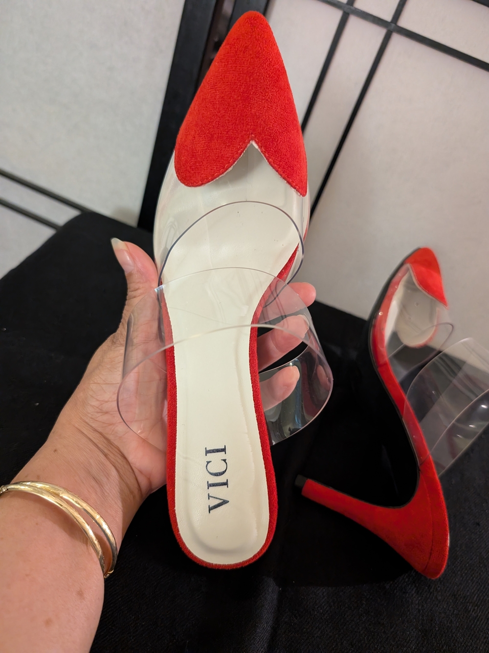 VICI Red Heart-Detail Clear Strap Mules - Picture 9 of 11
